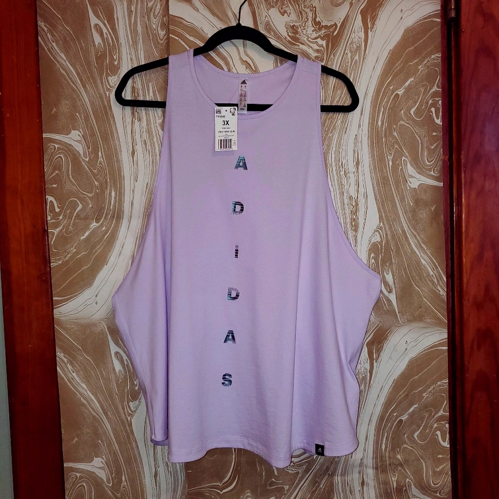 NWT Adidas metallic logo graphic  racer back tank